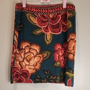 Farm Rio for Anthropologie Floral Knit Skirt | Textured | Size S